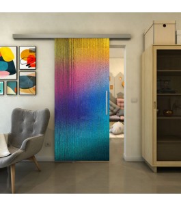 Glasschiebetür SLIM-LINE - Fineprint Model 050 Verlauf auf Grauglas