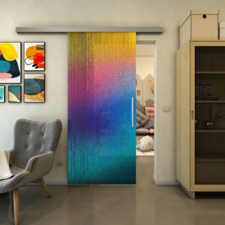 Glasschiebetür SLIM-LINE - Fineprint Model 050 Verlauf auf Grauglas