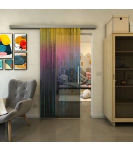 Glasschiebetür SLIM-LINE - Fineprint Model 052 Verlauf auf Grauglas