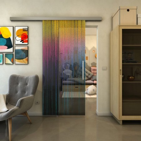 Glasschiebetür SLIM-LINE - Fineprint Model 052 Verlauf auf Grauglas