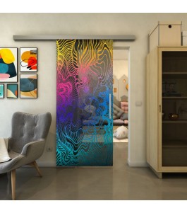 Glasschiebetür SLIM-LINE - Fineprint Model 056 Verlauf auf Grauglas