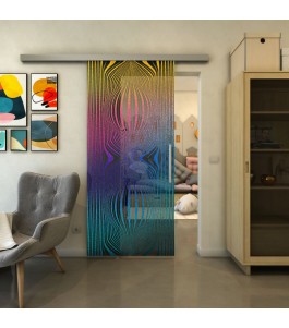 Glasschiebetür SLIM-LINE - Fineprint Model 058 Verlauf auf Grauglas