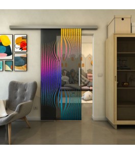 Glasschiebetür SLIM-LINE - Fineprint Model 059 Verlauf auf Grauglas