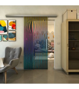Glasschiebetür SLIM-LINE - Fineprint Model 060 Verlauf auf Grauglas