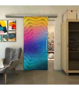 Glasschiebetür SLIM-LINE - Fineprint Model 064 Verlauf auf Grauglas