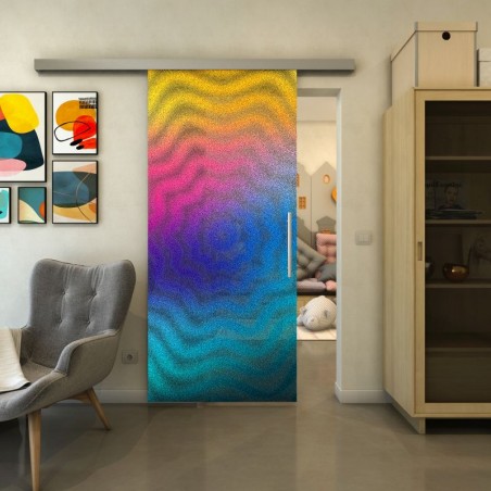 Glasschiebetür SLIM-LINE - Fineprint Model 064 Verlauf auf Grauglas