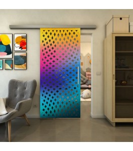Glasschiebetür SLIM-LINE - Fineprint Model 068 Verlauf auf Grauglas