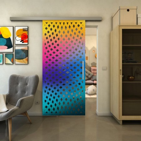 Glasschiebetür SLIM-LINE - Fineprint Model 068 Verlauf auf Grauglas
