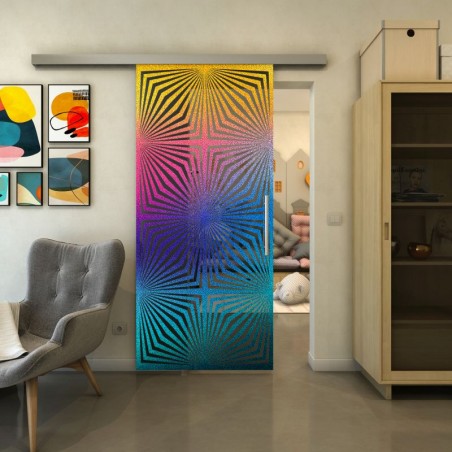 Glasschiebetür SLIM-LINE - Fineprint Model 069 Verlauf auf Grauglas