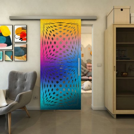 Glasschiebetür SLIM-LINE - Fineprint Model 071 Verlauf auf Grauglas