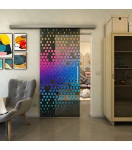 Glasschiebetür SLIM-LINE - Fineprint Model 072 Verlauf auf Grauglas