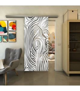 Glasschiebetür SLIM-LINE - Fineprint Model 074 Weiss auf Grauglas
