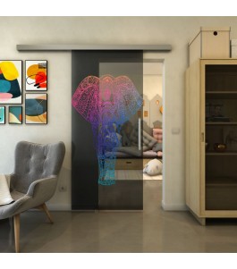 Glasschiebetür SLIM-LINE - Fineprint Model 078 Verlauf auf Grauglas