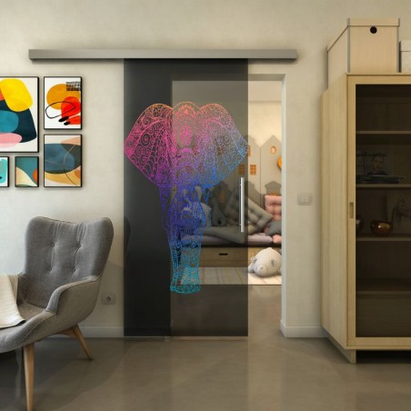 Glasschiebetür SLIM-LINE - Fineprint Model 078 Verlauf auf Grauglas