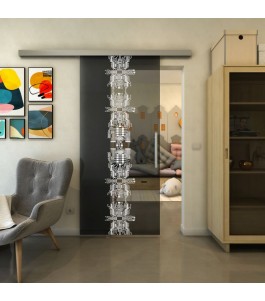 Glasschiebetür SLIM-LINE - Fineprint Model 081 Weiss auf Grauglas