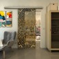 Glasschiebetür SLIM-LINE - Fineprint Modell 087 Gold auf Grauglas Glasschiebetür SLIM-LINE - Fineprint Modell 087 Gold auf Grauglas