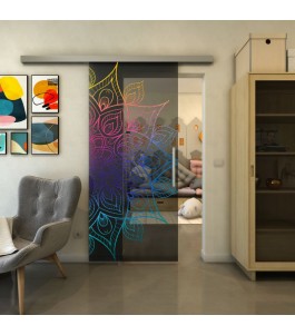 Glasschiebetür SLIM-LINE - Fineprint Model 088 Verlauf auf Grauglas