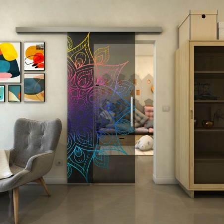 Glasschiebetür SLIM-LINE - Fineprint Model 088 Verlauf auf Grauglas