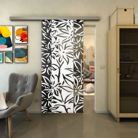 Glasschiebetür SLIM-LINE - Fineprint Model 094 Weiss auf Grauglas
