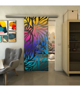 Glasschiebetür SLIM-LINE - Fineprint Model 096 Verlauf auf Grauglas
