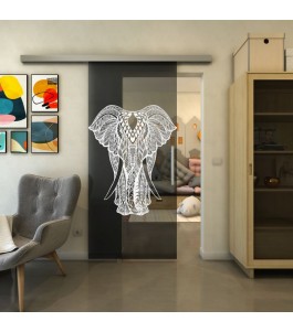 Glasschiebetür SLIM-LINE - Fineprint Model 098 Weiss auf Grauglas