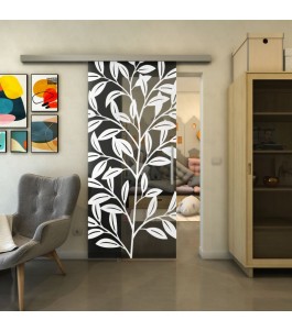 Glasschiebetür SLIM-LINE - Fineprint Model 099 Weiss auf Grauglas