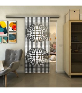 Glasschiebetür SLIM-LINE - Fineprint Model 101 Weiss auf Grauglas