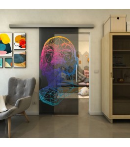 Glasschiebetür SLIM-LINE - Fineprint Model 103 Verlauf auf Grauglas
