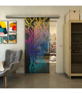 Glasschiebetür SLIM-LINE - Fineprint Model 105 Verlauf auf Grauglas