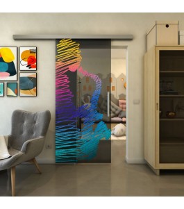 Glasschiebetür SLIM-LINE - Fineprint Model 106 Verlauf auf Grauglas
