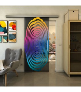 Glasschiebetür SLIM-LINE - Fineprint Model 109 Verlauf auf Grauglas