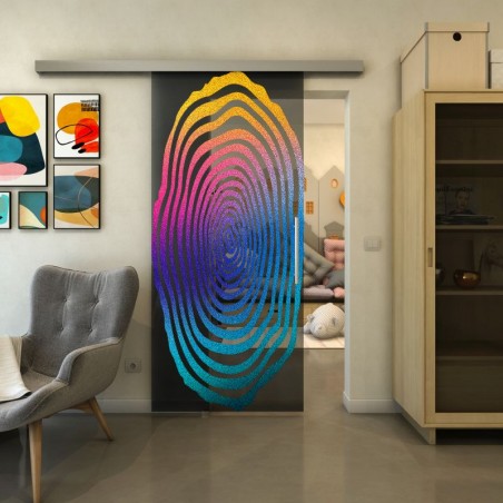 Glasschiebetür SLIM-LINE - Fineprint Model 109 Verlauf auf Grauglas