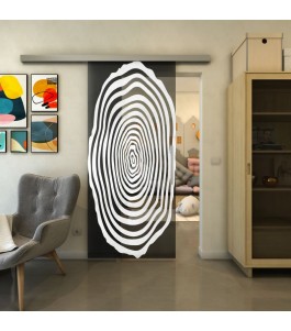 Glasschiebetür SLIM-LINE - Fineprint Model 109 Weiss auf Grauglas