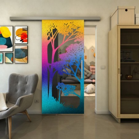 Glasschiebetür SLIM-LINE - Fineprint Model 110 Verlauf auf Grauglas
