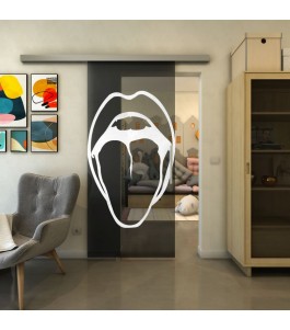 Glasschiebetür SLIM-LINE - Fineprint Model 111 Weiss auf Grauglas