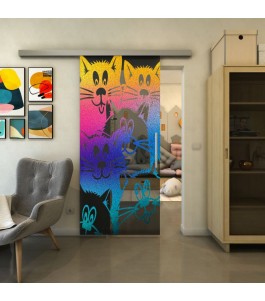 Glasschiebetür SLIM-LINE - Fineprint Model 115 Verlauf auf Grauglas