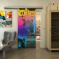 Glasschiebetür SLIM-LINE - Fineprint Modell 115 Verlauf auf Grauglas Glasschiebetür SLIM-LINE - Fineprint Modell 115 Verlauf auf Grauglas