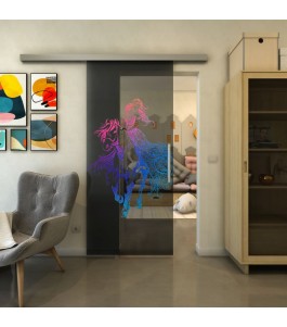Glasschiebetür SLIM-LINE - Fineprint Model 118 Verlauf auf Grauglas