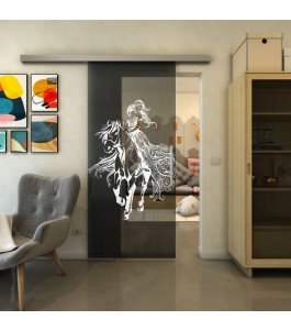 Glasschiebetür SLIM-LINE - Fineprint Model 118 Weiss auf Grauglas
