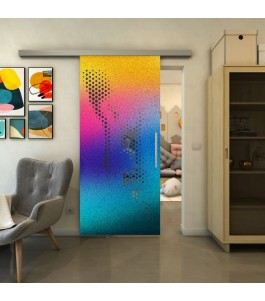 Glasschiebetür SLIM-LINE - Fineprint Model 120 Verlauf auf Grauglas