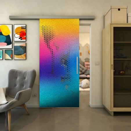 Glasschiebetür SLIM-LINE - Fineprint Model 120 Verlauf auf Grauglas