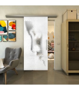 Glasschiebetür SLIM-LINE - Fineprint Model 120 Weiss auf Grauglas