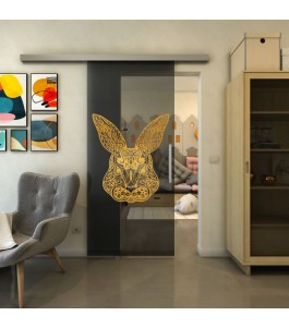 Glasschiebetür SLIM-LINE - Fineprint Model 121 Gold auf Grauglas