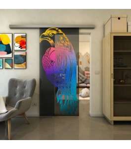 Glasschiebetür SLIM-LINE - Fineprint Model 122 Verlauf auf Grauglas