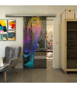 Glasschiebetür SLIM-LINE - Fineprint Model 123 Verlauf auf Grauglas