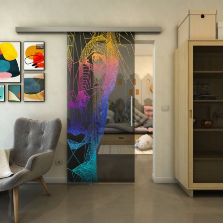 Glasschiebetür SLIM-LINE - Fineprint Model 123 Verlauf auf Grauglas