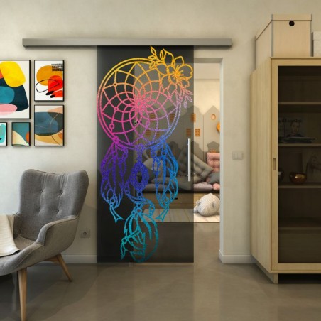 Glasschiebetür SLIM-LINE - Fineprint Model 125 Verlauf auf Grauglas