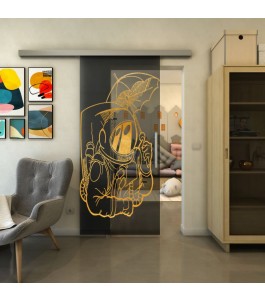 Glasschiebetür SLIM-LINE - Fineprint Model 126 Gold auf Grauglas