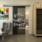 Glasschiebetür SLIM-LINE - Fineprint Modell 128 Weiss auf Grauglas