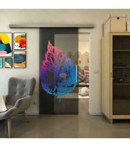 Glasschiebetür SLIM-LINE - Fineprint Model 130 Verlauf auf Grauglas